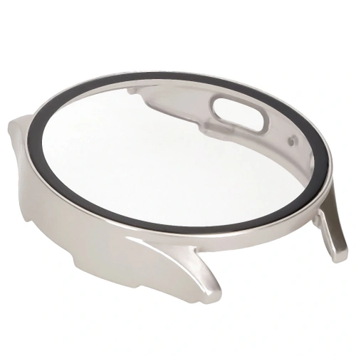 Etui ze szkłem do zegarka Bizon Case+Glass Watch do Samsung Galaxy Watch 7 40 mm satynowo szampańskie