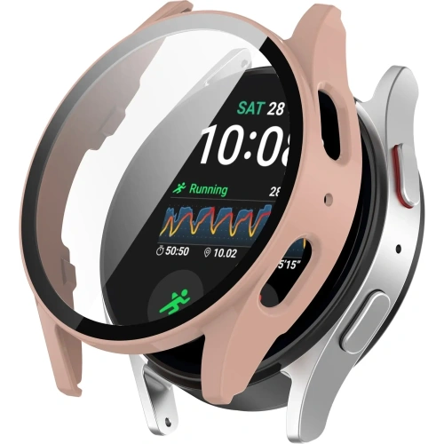 Etui ze szkłem do zegarka Bizon Case+Glass Watch do Samsung Galaxy Watch 7 40 mm różowe