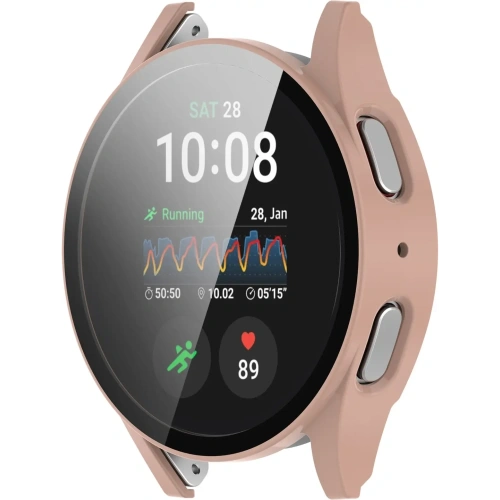 Etui ze szkłem do zegarka Bizon Case+Glass Watch do Samsung Galaxy Watch 7 40 mm różowe