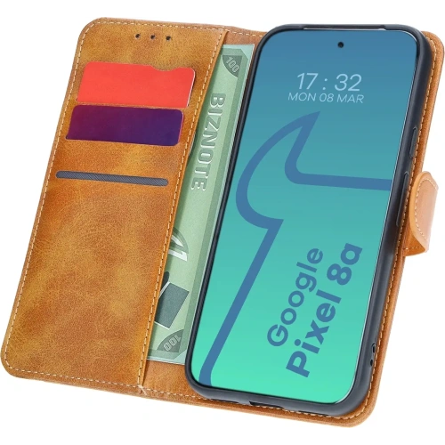 Etui z klapką Bizon Case Pocket do Google Pixel 8a brązowe