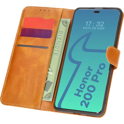 Etui z klapką Bizon Case Pocket do Honor 200 Pro brązowe