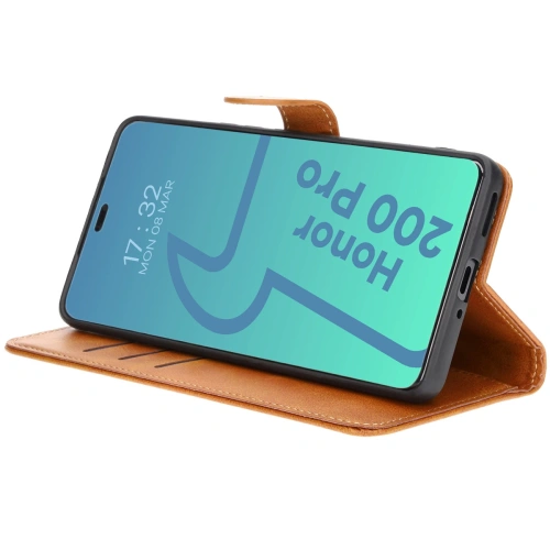 Etui z klapką Bizon Case Pocket do Honor 200 Pro brązowe