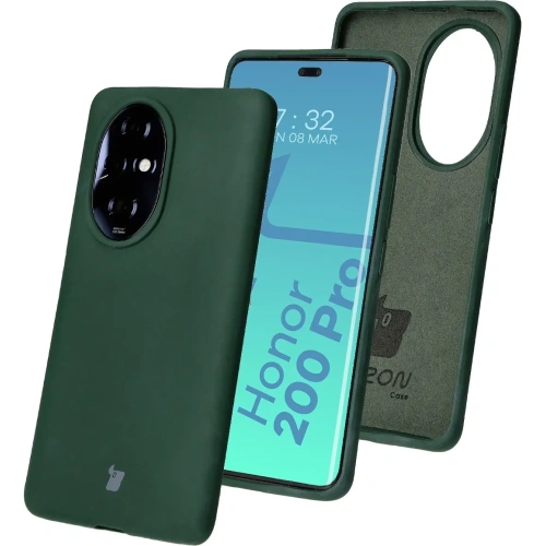 Silikonowe etui Bizon Soft Case do Honor 200 Pro ciemnozielone