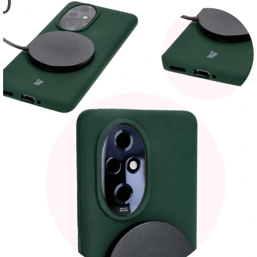 Silikonowe etui Bizon Soft Case do Honor 200 Pro ciemnozielone