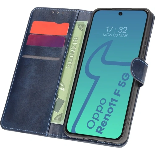 Etui z klapką Bizon Case Pocket do Oppo Reno11 F 5G granatowe