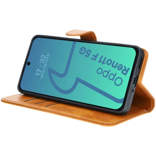 Etui z klapką Bizon Case Pocket do Oppo Reno11 F 5G brązowe