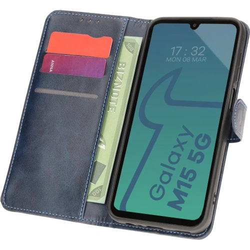 Etui z klapką Bizon Case Pocket do Samsung Galaxy M15 5G granatowe