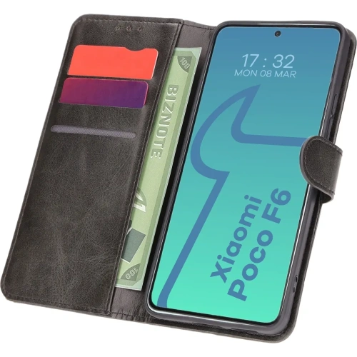 Etui z klapką Bizon Case Pocket do Xiaomi Poco F6 czarne