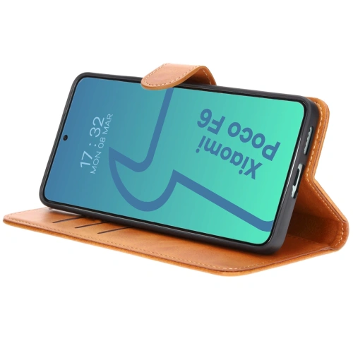 Etui z klapką Bizon Case Pocket do Xiaomi Poco F6 brązowe