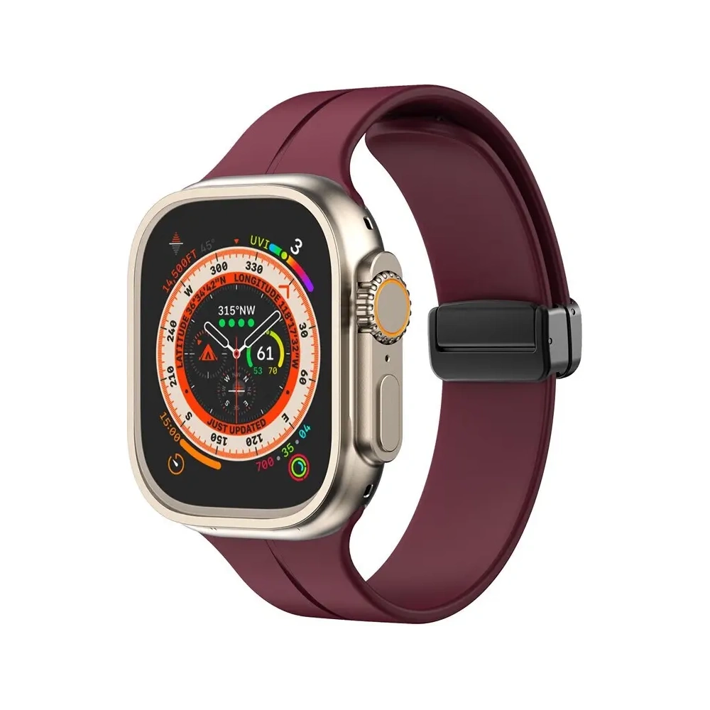 Hurtownia GSM - Ceas cu curea din silicon Bizon Apple Watch 44/45/46/49 mm burgund. - BIZ6173 - {ean13} - Hurt
