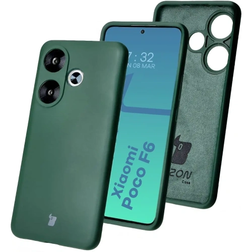 Silikonowe etui Bizon Soft Case do Xiaomi Poco F6 ciemnozielone