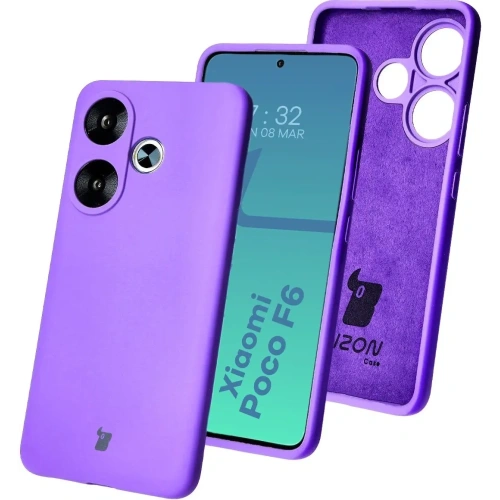 Silikonowe etui Bizon Soft Case do Xiaomi Poco F6 fioletowe