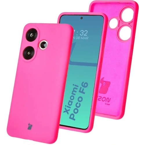 Silikonowe etui Bizon Soft Case do Xiaomi Poco F6 neonowo-różowe