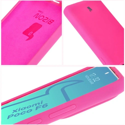 Silikonowe etui Bizon Soft Case do Xiaomi Poco F6 neonowo-różowe