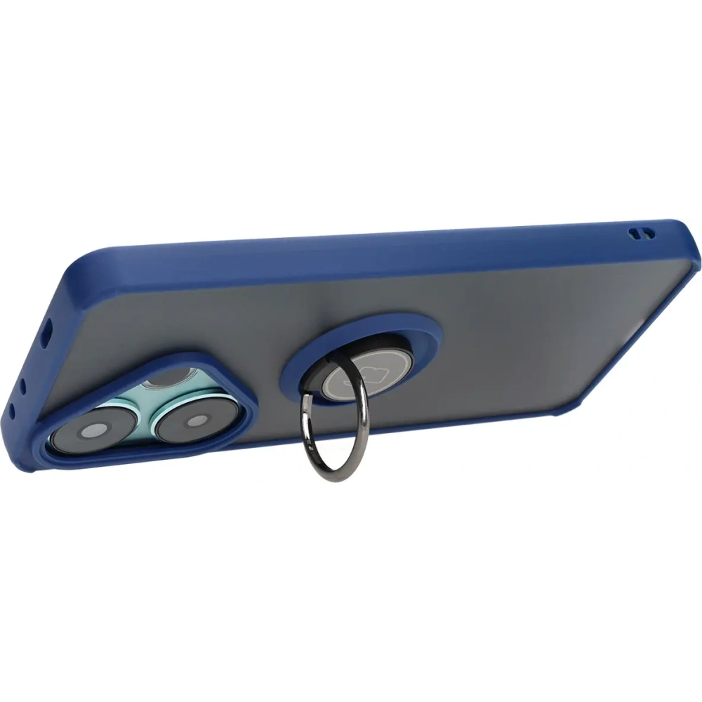 Hurtownia GSM - Etui z uchwytem na palec Bizon Case Hybrid Ring do Xiaomi Poco F6 przydymione z granatową ramką - BIZ6185 - {ean13} - Hurt