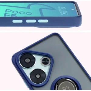 Wholesale Bizon Case Hybrid Ring Xiaomi Poco F6 smoky with a navy blue frame - BIZ6185 - {ean13} - Hurt