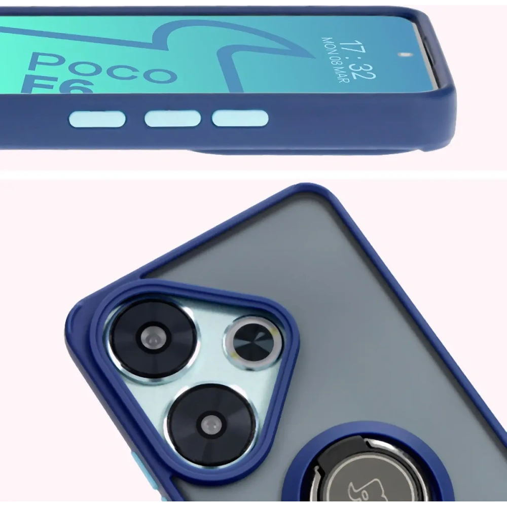 Hurtownia GSM - Bizon Case Hybrid Gyűrű Xiaomi Poco F6 füstös navy kék kerettel - BIZ6185 - {ean13} - Hurt
