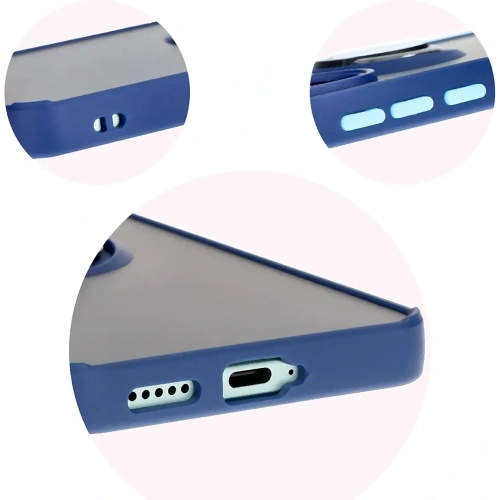 Etui z uchwytem na palec Bizon Case Hybrid Ring do Xiaomi Poco F6 przydymione z granatową ramką