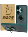 Bizon Case Hybrid Ring Xiaomi Poco F6 fumuriu cu un cadru verde închis