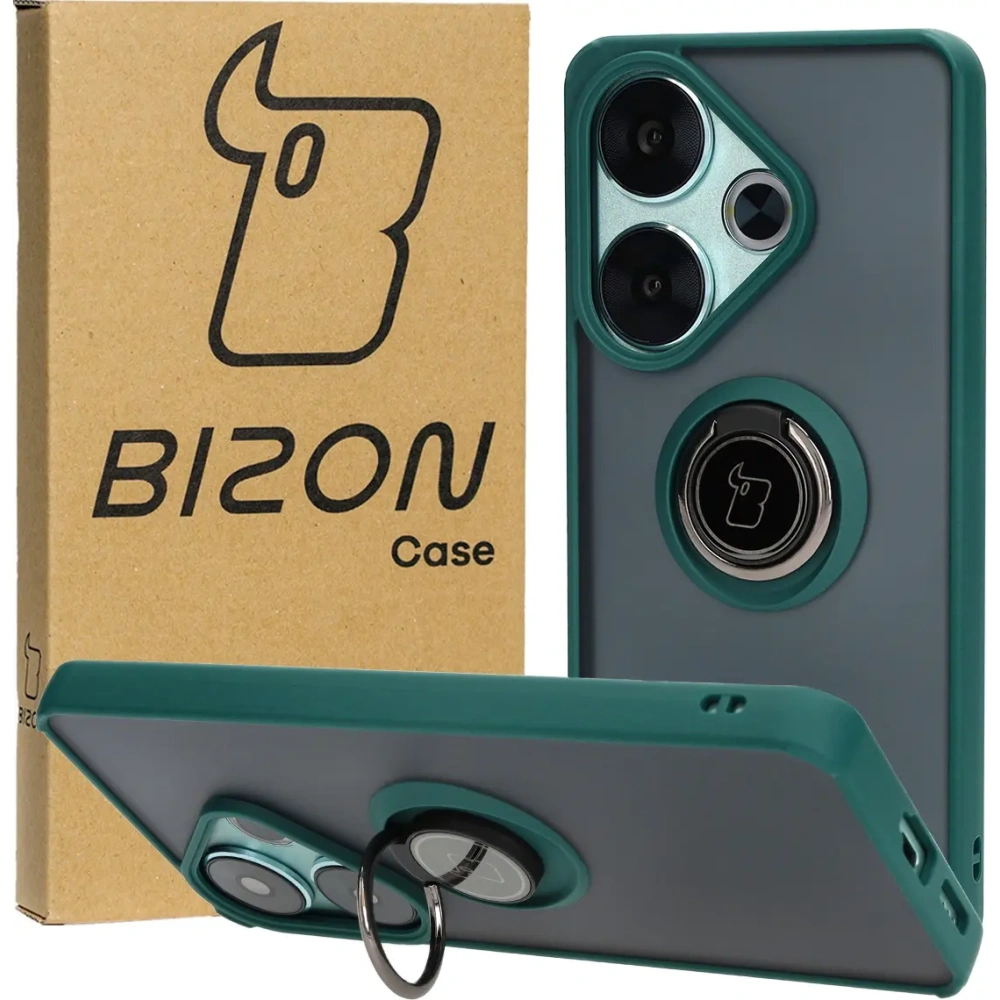Hurtownia GSM - Bizon Case Hybrid Ring Xiaomi Poco F6 füstös sötétzöld kerettel - BIZ6186 - {ean13} - Hurt