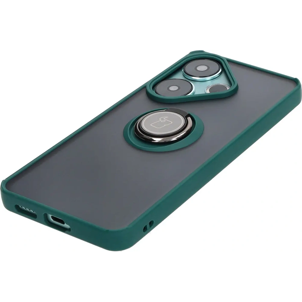 Hurtownia GSM - Bizon Case Hybrid Ring Xiaomi Poco F6 rauchig mit einem dunkelgrünen Rahmen - BIZ6186 - {ean13} - Hurt