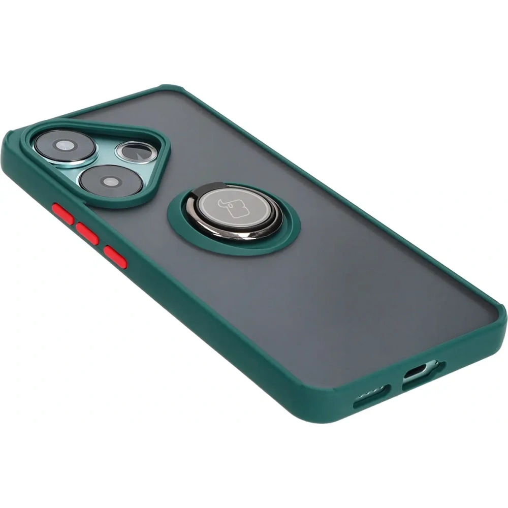 Hurtownia GSM - Bizon Case Hybrid Ring Xiaomi Poco F6 rauchig mit einem dunkelgrünen Rahmen - BIZ6186 - {ean13} - Hurt