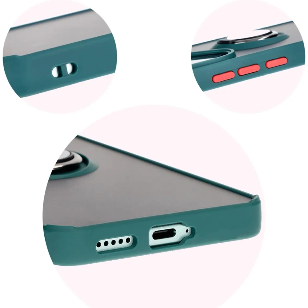 Hurtownia GSM - Bizon Case Hybrid Ring Xiaomi Poco F6 rauchig mit einem dunkelgrünen Rahmen - BIZ6186 - {ean13} - Hurt