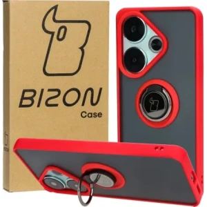 Hurtownia GSM - Caz Bizon Hybrid Ring Xiaomi Poco F6 fumuriu cu un cadru roșu - BIZ6187 - {ean13} - Hurt