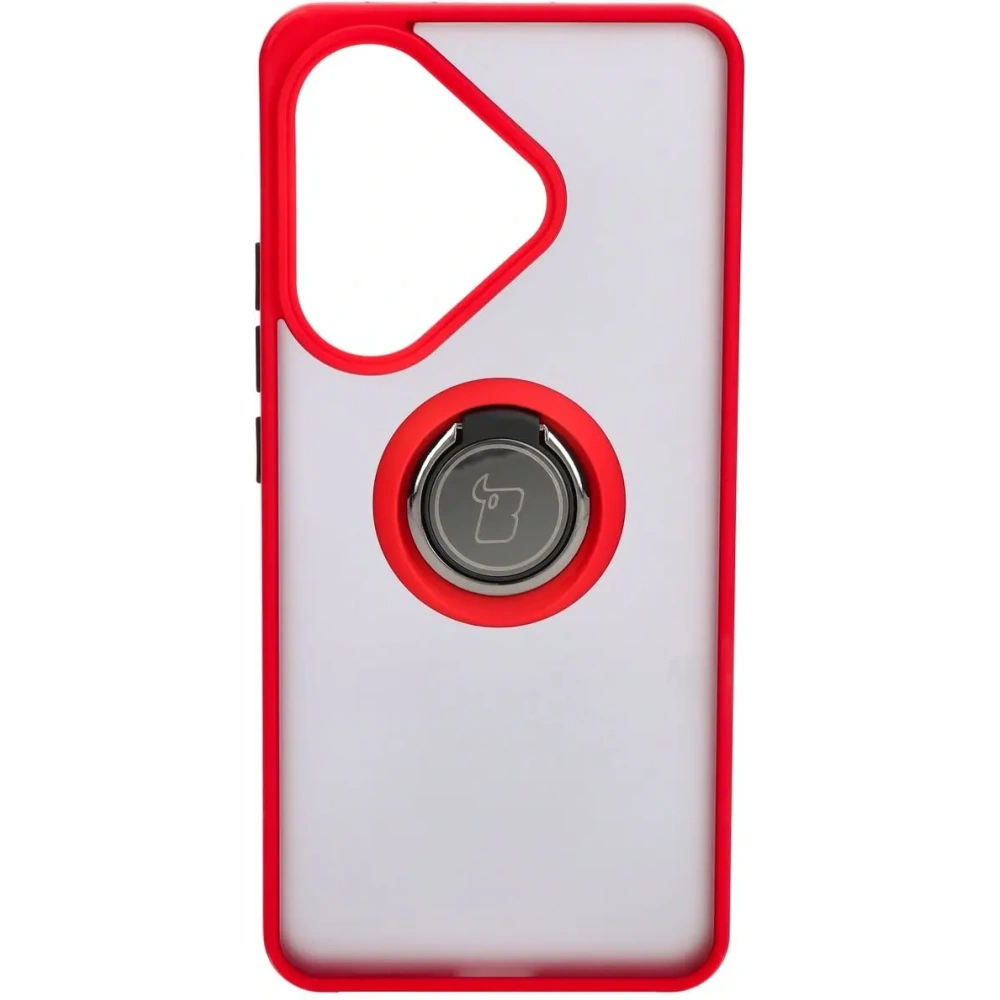Hurtownia GSM - Caz Bizon Hybrid Ring Xiaomi Poco F6 fumuriu cu un cadru roșu - BIZ6187 - {ean13} - Hurt