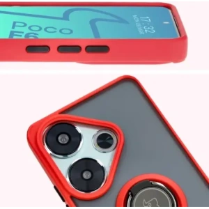 Wholesale Bizon Case Hybrid Ring Xiaomi Poco F6 smoky with a red frame - BIZ6187 - {ean13} - Hurt