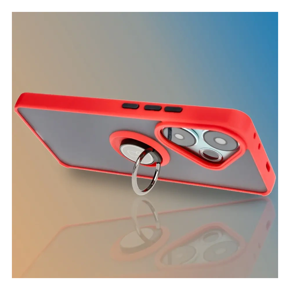Hurtownia GSM - Bizon Case Hybrid Ring Xiaomi Poco F6 rauchig mit einem roten Rahmen - BIZ6187 - {ean13} - Hurt