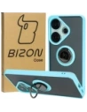 Bizon Case Hybrid Ring Xiaomi Poco F6 smoky cu un cadru bleu deschis