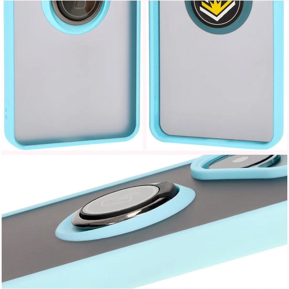 Hurtownia GSM - Bizon Case Hybrid Ring Xiaomi Poco F6 füstös, világoskék kerettel - BIZ6188 - {ean13} - Hurt