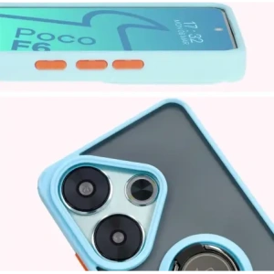 Hurtownia GSM - Bizon Case Hybrid Ring Xiaomi Poco F6 füstös, világoskék kerettel - BIZ6188 - {ean13} - Hurt