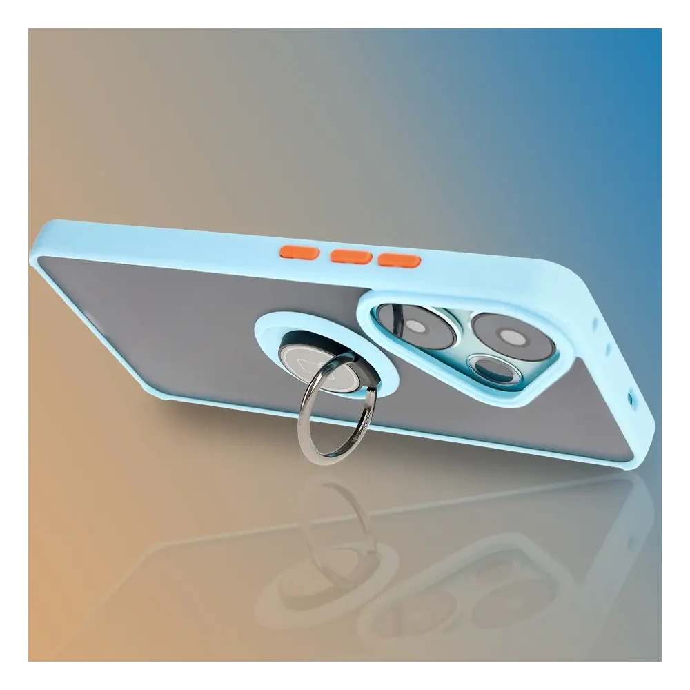 Wholesale Bizon Case Hybrid Ring Xiaomi Poco F6 smoky with a light blue frame - BIZ6188 - {ean13} - Hurt