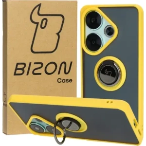 Hurtownia GSM - Bizon Case Hybrid Ring Xiaomi Poco F6 smoky cu un cadru galben - BIZ6189 - {ean13} - Hurt
