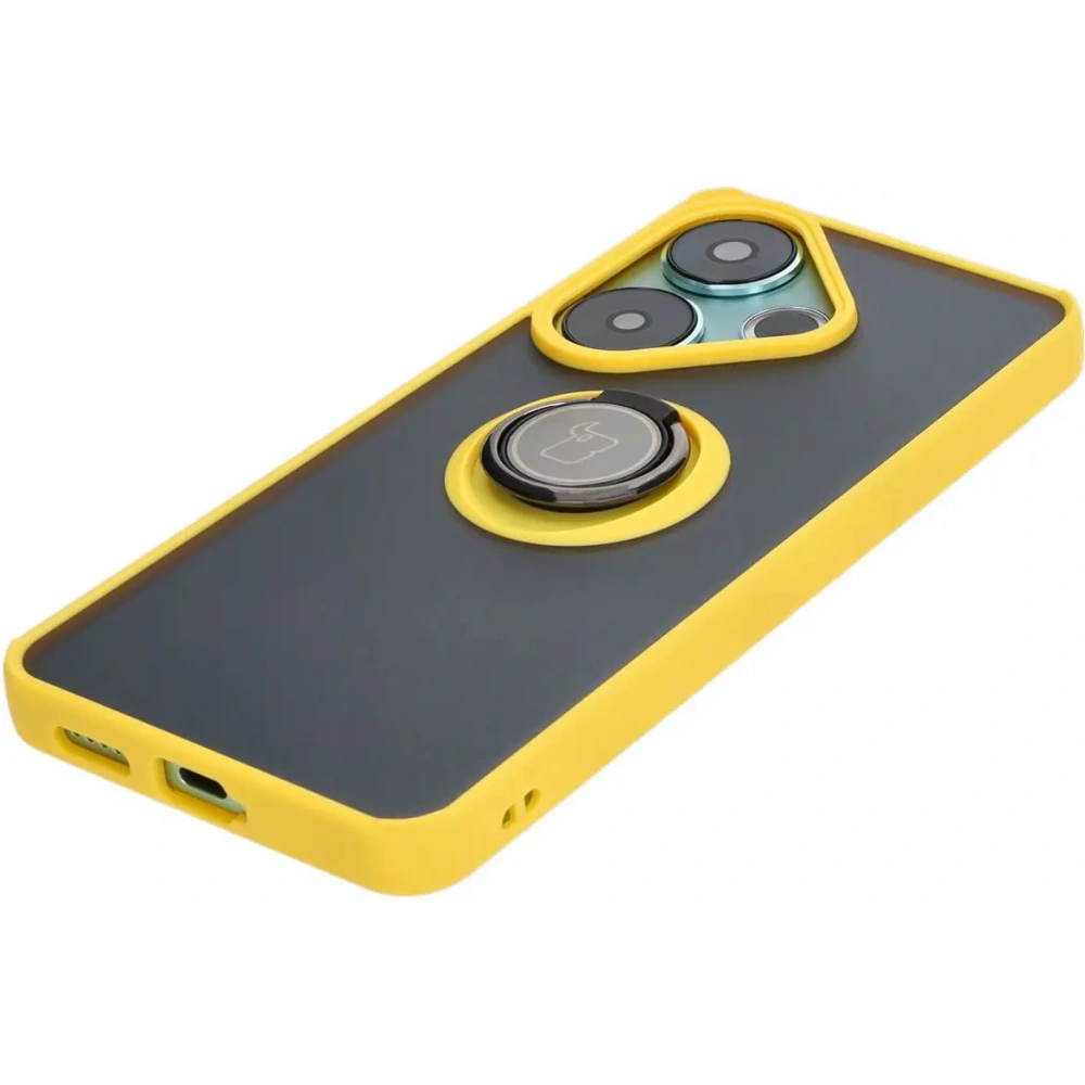 Hurtownia GSM - Bizon Case Hybrid Ring Xiaomi Poco F6 smoky cu un cadru galben - BIZ6189 - {ean13} - Hurt