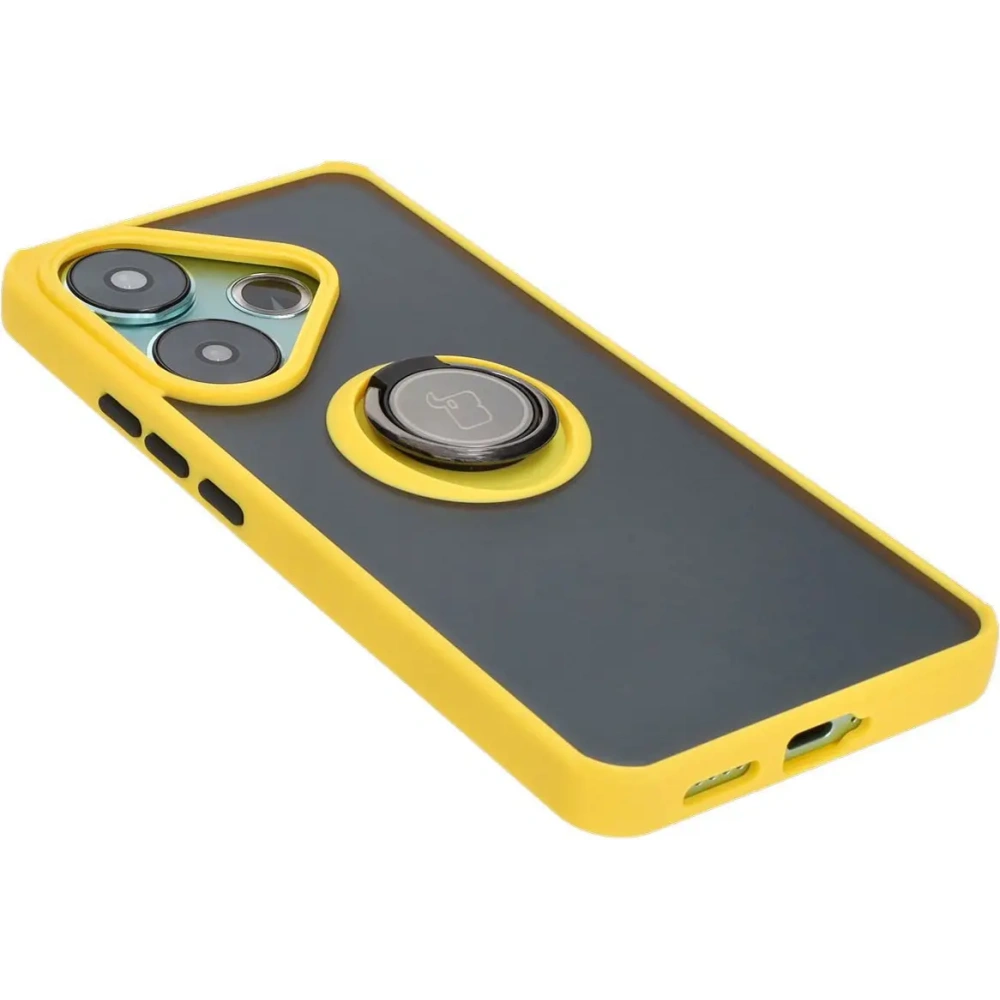 Hurtownia GSM - Bizon Case Hybrid Ring Xiaomi Poco F6 smoky cu un cadru galben - BIZ6189 - {ean13} - Hurt