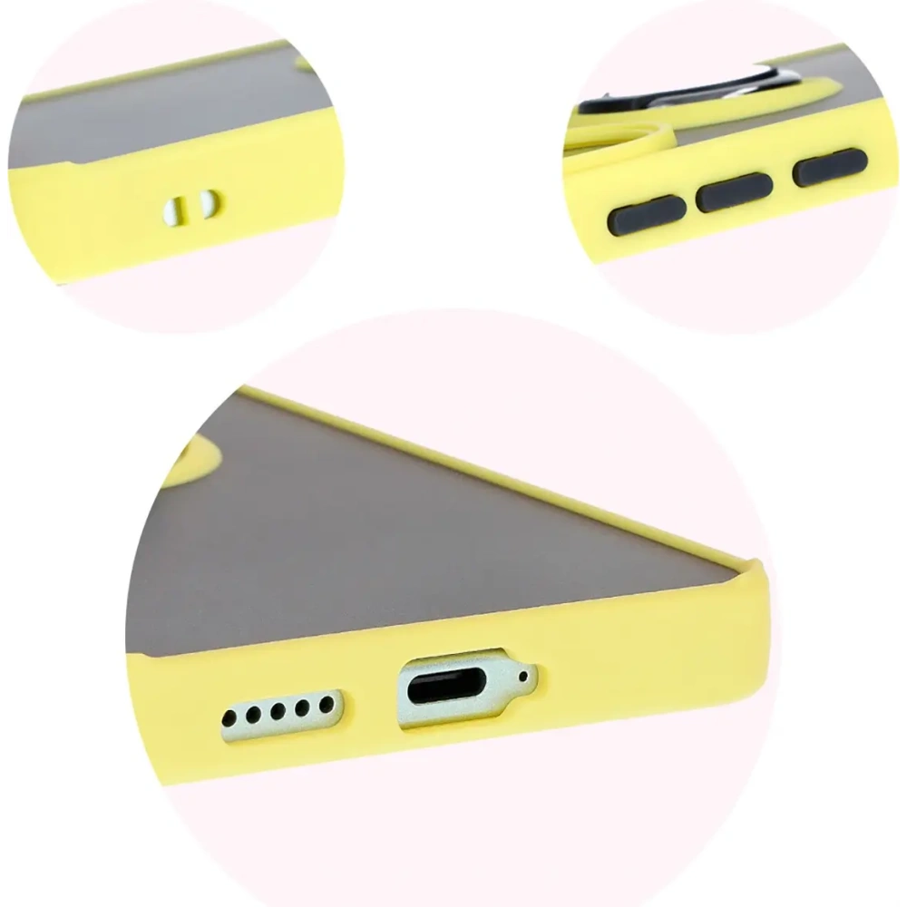 Hurtownia GSM - Bizon Case Hybrid Ring Xiaomi Poco F6 smoky cu un cadru galben - BIZ6189 - {ean13} - Hurt