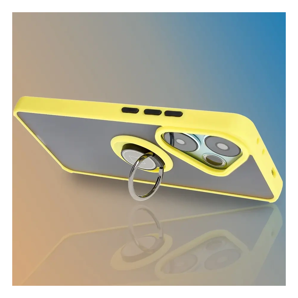 Hurtownia GSM - Bizon Case Hybrid Ring Xiaomi Poco F6 smoky cu un cadru galben - BIZ6189 - {ean13} - Hurt