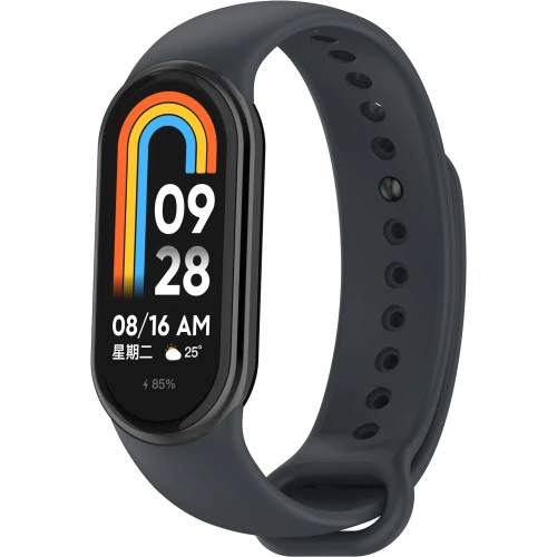 Silikonowy pasek Bizon Strap Watch Silicone do Xiaomi Smart Band 9 / 9 NFC / 8 ciemnoszary