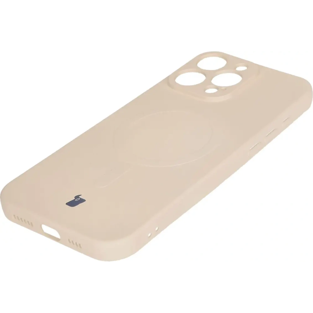 Hurtownia GSM - Silikonowe etui z pierścieniem magnetycznym Bizon Case Silicone Magnetic do Apple iPhone 16 Pro beżowe - BIZ6196 - {ean13} - Hurt
