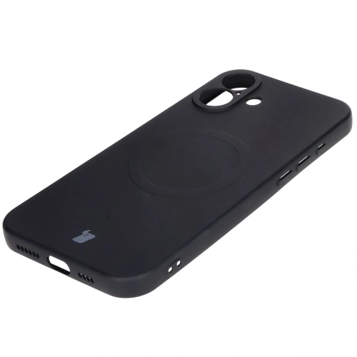 Silikonowe etui z pierścieniem magnetycznym Bizon Case Silicone Magnetic do Apple iPhone 16 Plus czarne