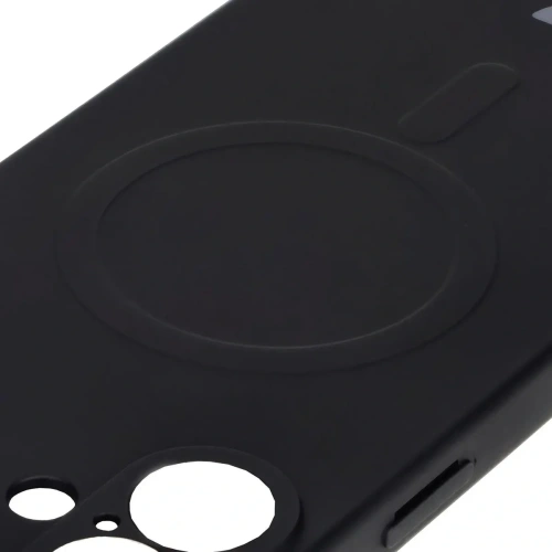 Silikonowe etui z pierścieniem magnetycznym Bizon Case Silicone Magnetic do Apple iPhone 16 Plus czarne