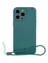 Silikonowe etui z pierścieniem magnetycznym Bizon Case Silicone Magnetic do Apple iPhone 16 Pro ciemnozielone