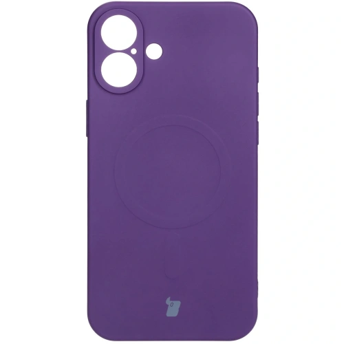 Silikonowe etui z pierścieniem magnetycznym Bizon Case Silicone Magnetic do Apple iPhone 16 Plus śliwkowe