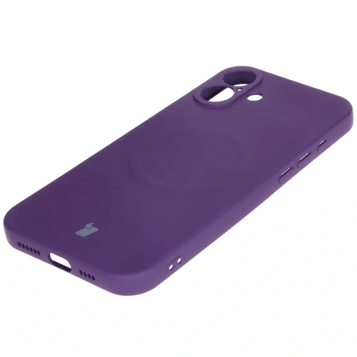 Silikonowe etui z pierścieniem magnetycznym Bizon Case Silicone Magnetic do Apple iPhone 16 Plus śliwkowe