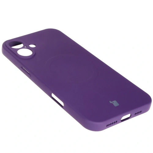 Silikonowe etui z pierścieniem magnetycznym Bizon Case Silicone Magnetic do Apple iPhone 16 Plus śliwkowe