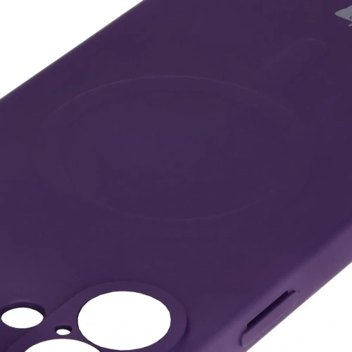 Silikonowe etui z pierścieniem magnetycznym Bizon Case Silicone Magnetic do Apple iPhone 16 Plus śliwkowe