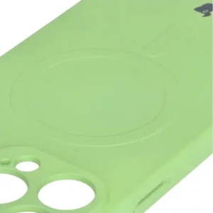 Silikonowe etui z pierścieniem magnetycznym Bizon Case Silicone Magnetic do Apple iPhone 16 Pro Max jasnozielone